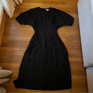 COS cinched waist black dress